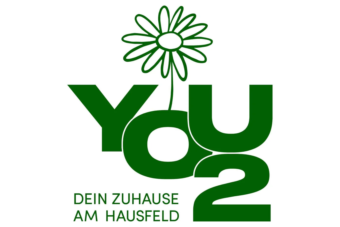 Grünes YOU2-Logo mit Gänseblümchen-Illustration