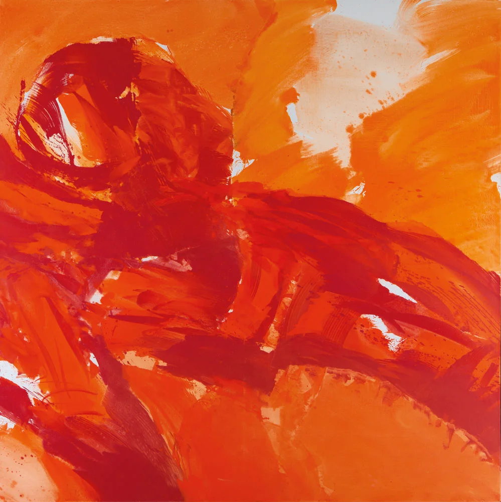 Gemälde: Liegende Figur, 1999, Öl auf Leinwand, 200 x 200 cm, Kunstsammlung Raiffeisen Niederösterreich-Wien