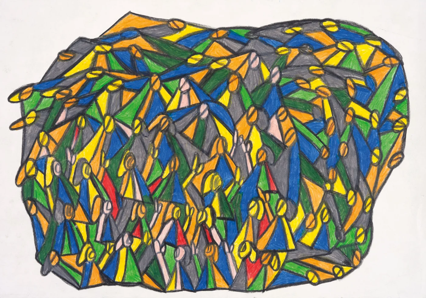 Gemälde: Schüler, 2016, Buntstift auf Papier, 35 x 50 cm, Kunstsammlung Raiffeisen Niederösterreich-Wien