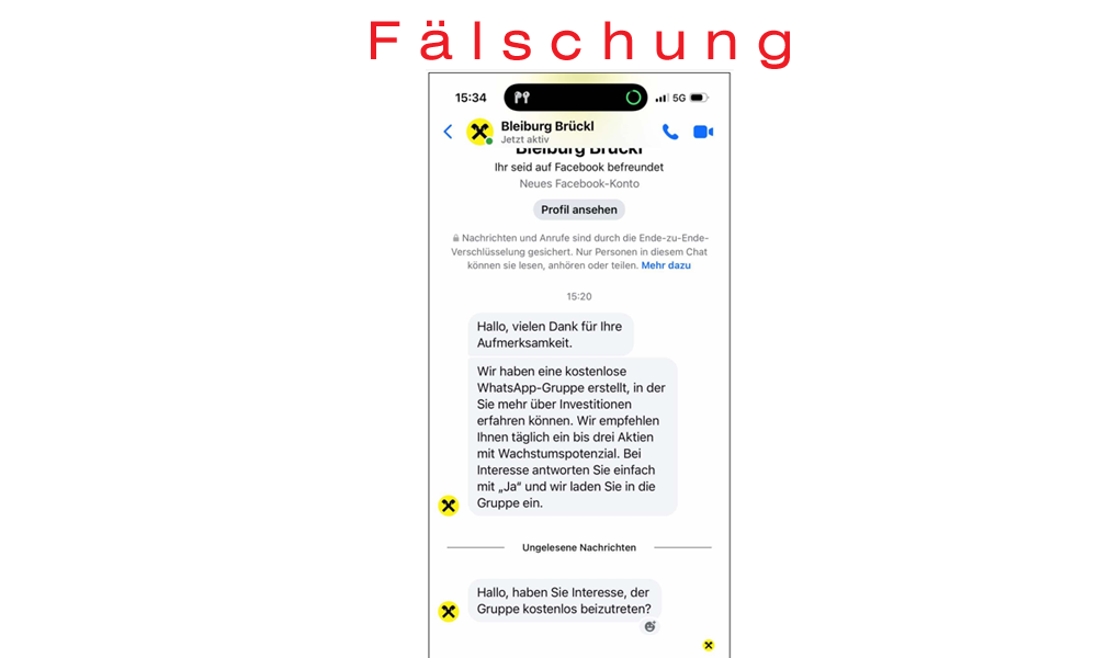 Fälschung message example