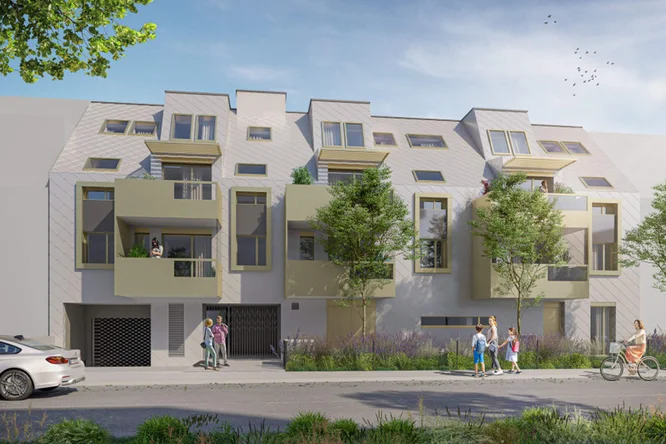 Modernes Wohnhaus mit Balkonen