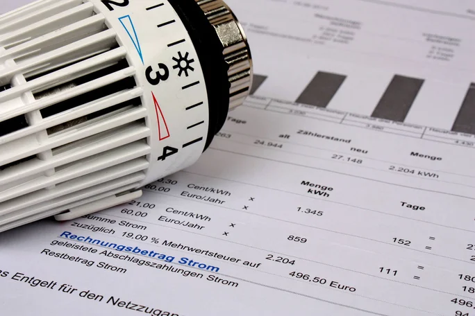 Thermostat-Skala auf der Energierechnung