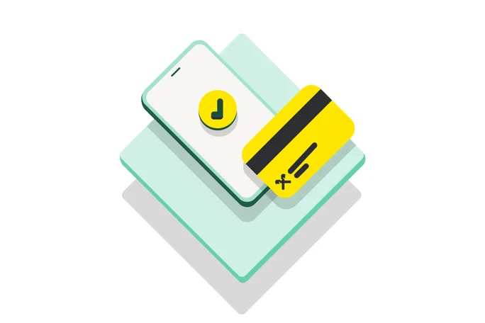 Smartphone mit checkmark und raiffeisen karte - finorun kontowechselservice