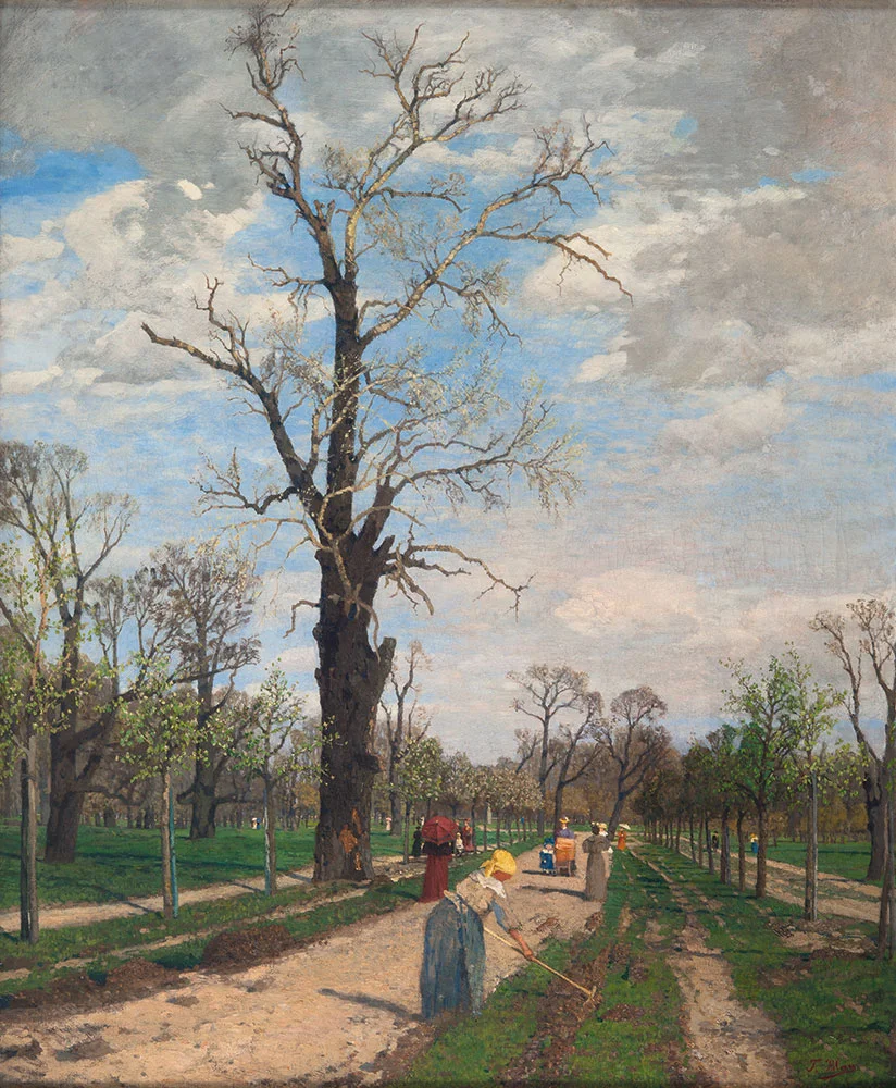 Gemälde: Frühlingslandschaft, um 1900, Öl auf Leinwand,113 x 94 cm, Kunstsammlung Raiffeisen Niederösterreich-Wien