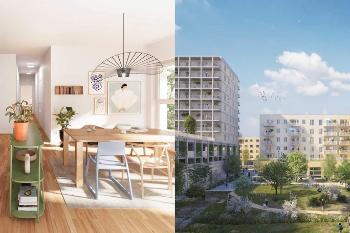 Moderne Innenausstattung und städtische Wohngebäude