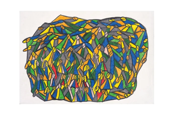 Gemälde: Schüler, 2016, Buntstift auf Papier, 35 x 50 cm, Kunstsammlung Raiffeisen Niederösterreich-Wien