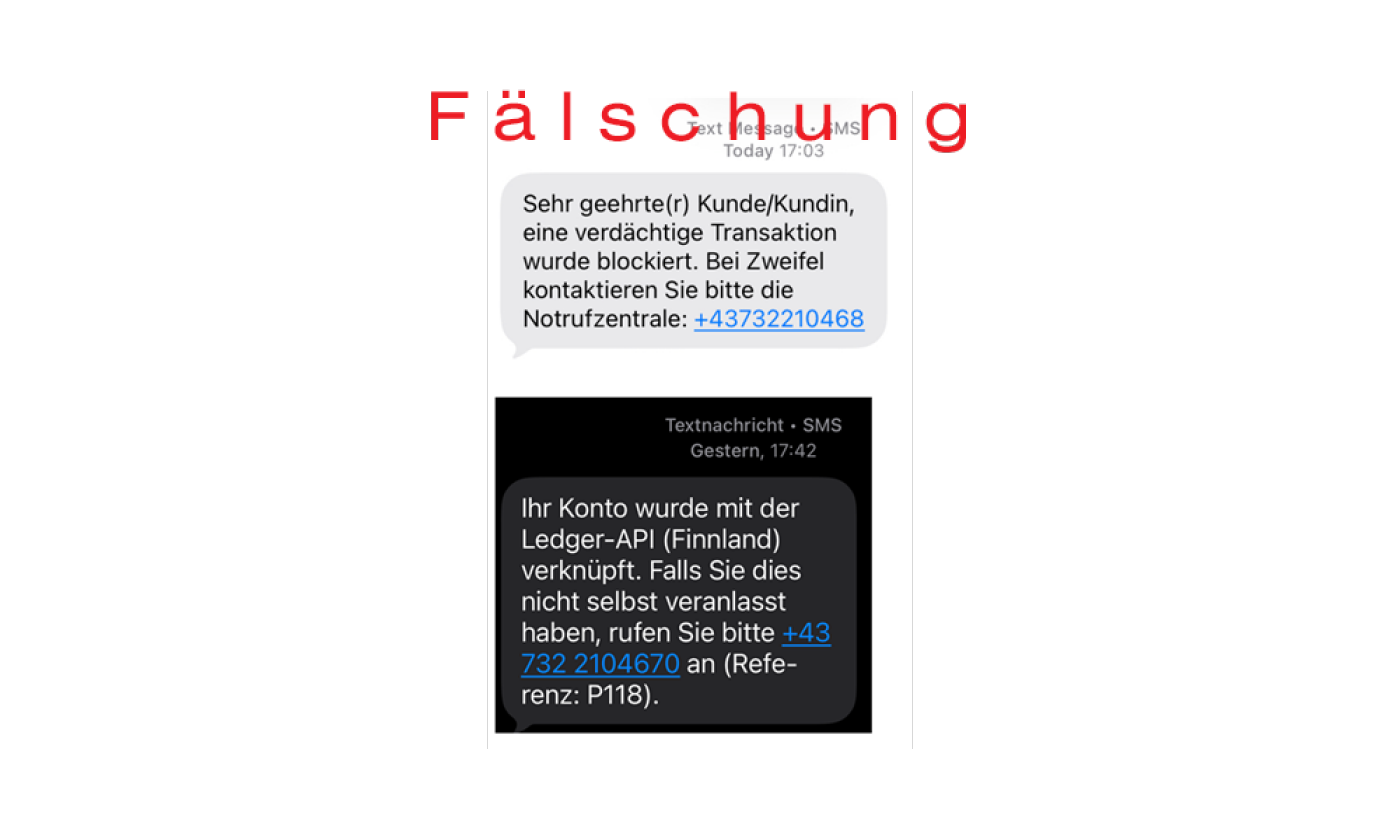 Fälschung message example