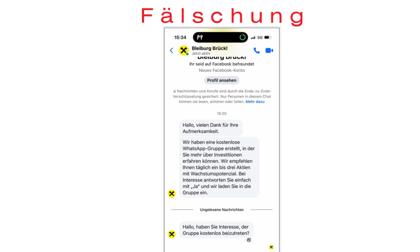 Fälschung message example